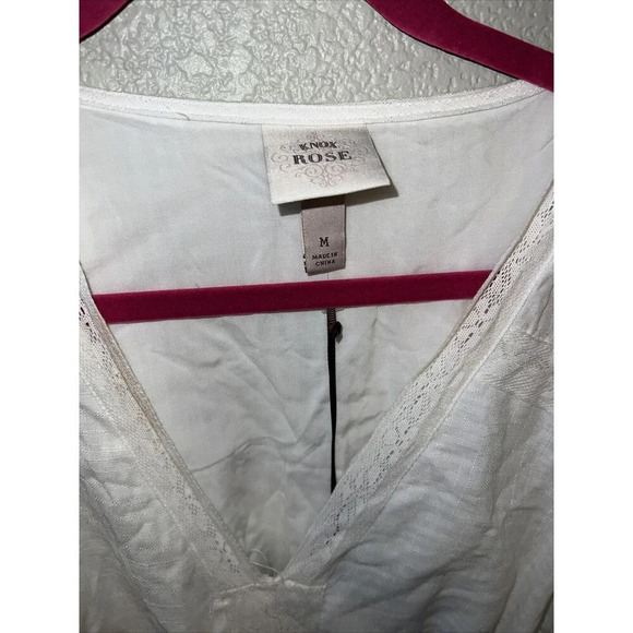NWT Knox Rose Dress Sz M Womens White Lightweight Bohemian Tunic Dress - Picture 2 of 11